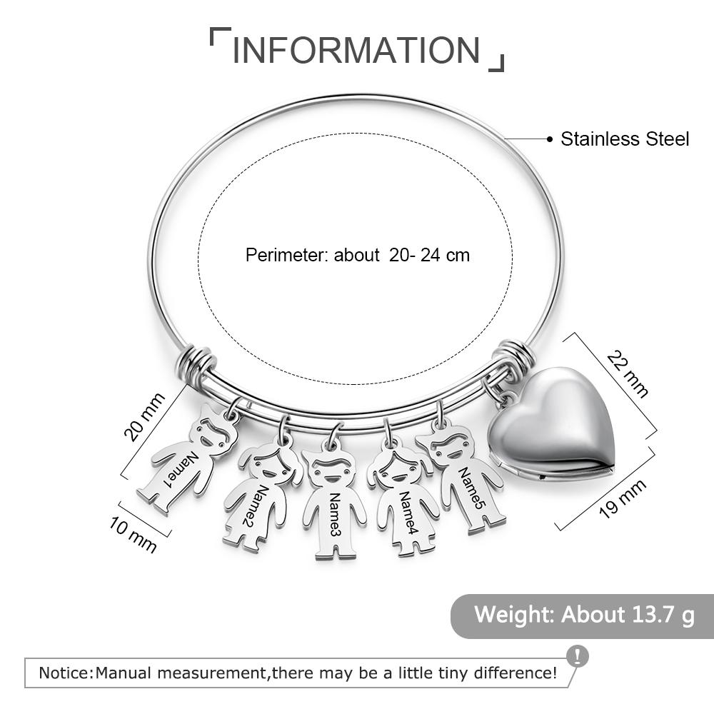 Personalized Heart Photo Locket Bracelet Custom Photo Bracelet Gifts For Mother