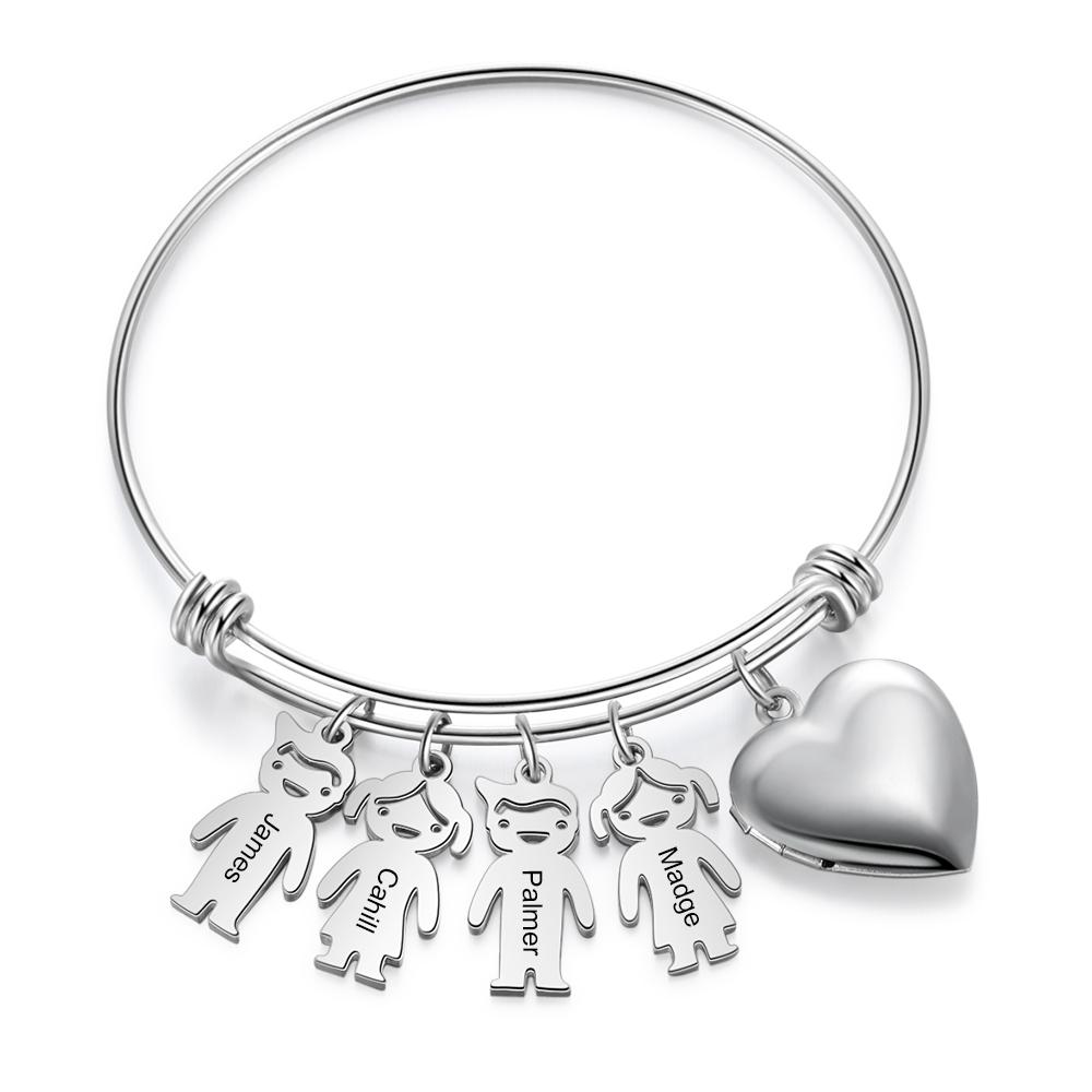 Customized Keychain with 4 Children Charms bangle