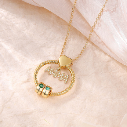 2 Names-Personalized Mom Necklace Set With  Premium Custom Necklace With 2 Birthstones Engraved Names Gift For Mom