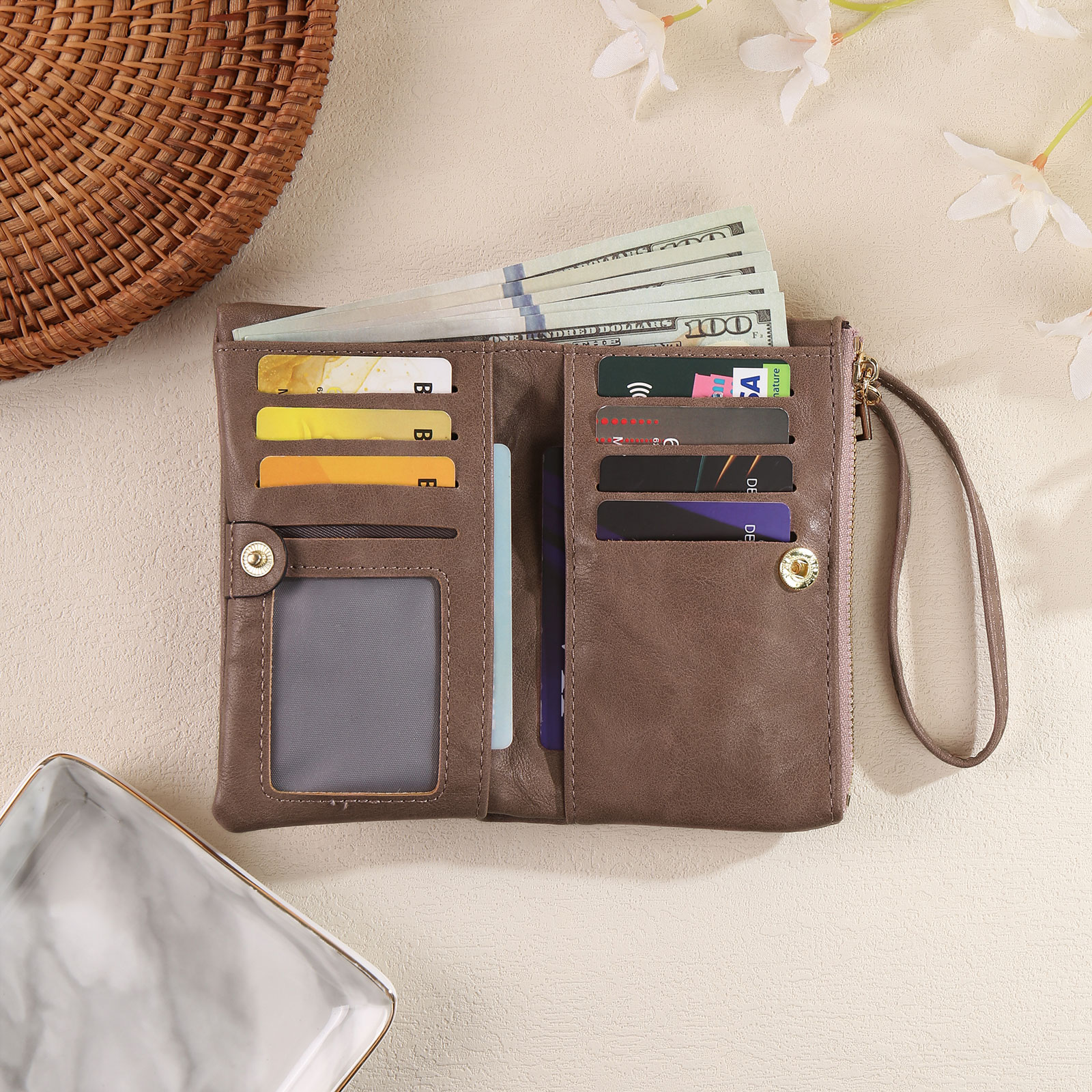 Personalized Photo & Text PU Leather Wallet Coin Purse Three Colors Available Gift for Her