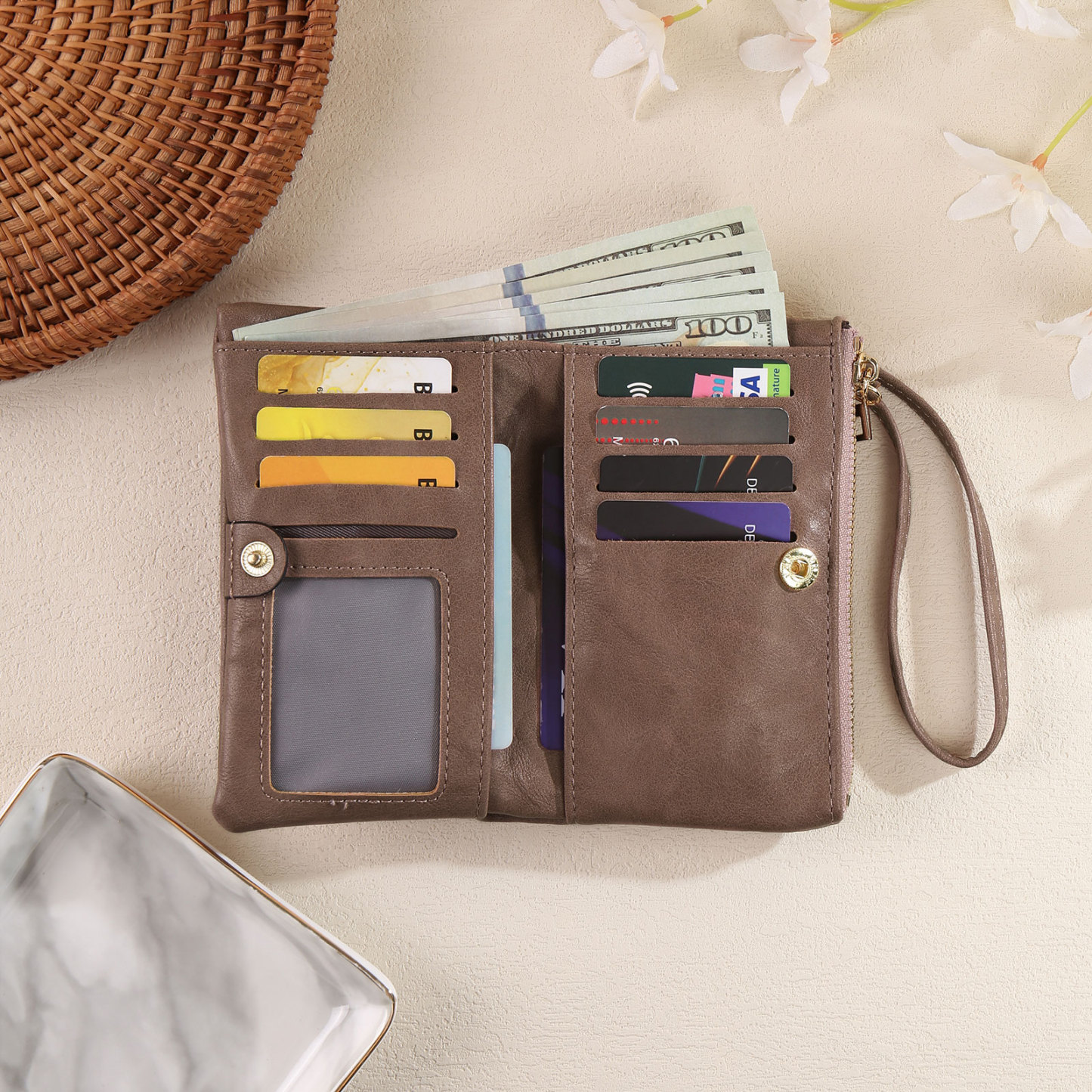 Personalized Photo & Text PU Leather Wallet Coin Purse Three Colors Available Gift for Her