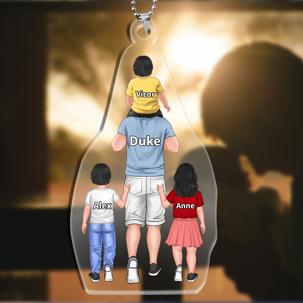 For Dad/Mom - Acrylic Keychain 2-9 Personalized Name Family Decor