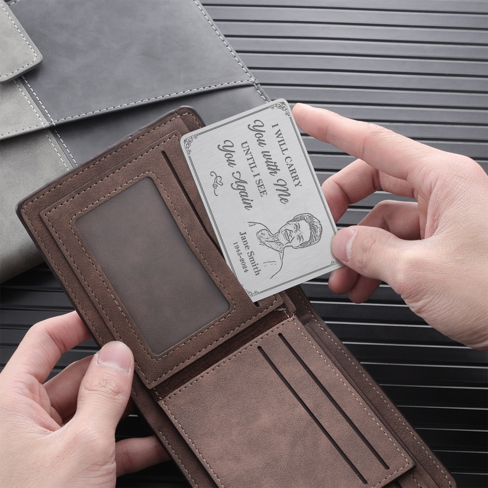 Personalised Memorial Wallet Card with Custom Name and Photo Memorial Wallet Card "I Will Carry You with Me" | Jessmade
