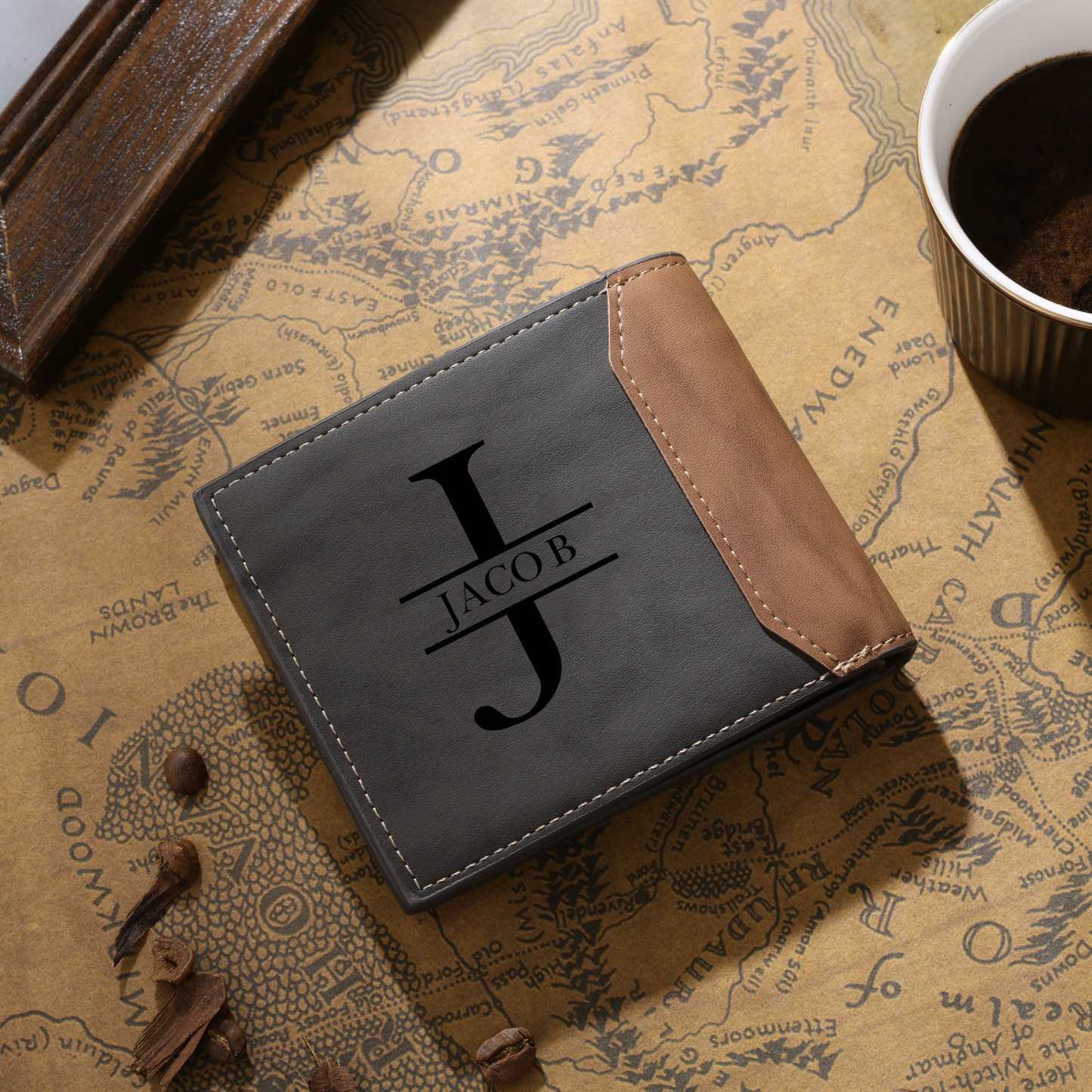Personalised Name Leather Wallet Engraved Letter And Photo Gift For Dad