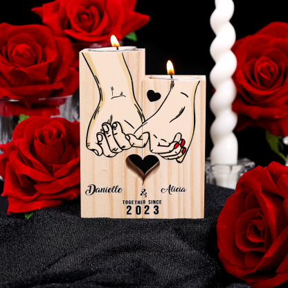 Personalised Couple Gift Set Pinky Promise Couple Candle Holder Heart Matching Keychain with Custom Names & Date Gift Box | Jessemade