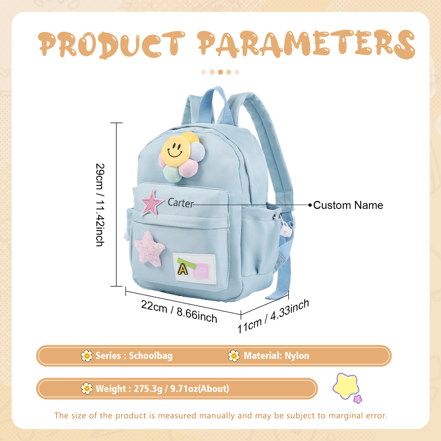 Personalized Nylon Polyester Children's Custom Name Backpack Back to School Gift