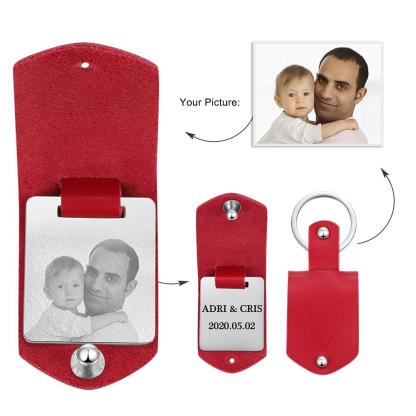 Personalized Leather Keychain Custom Photo Keychain Gifts For Father