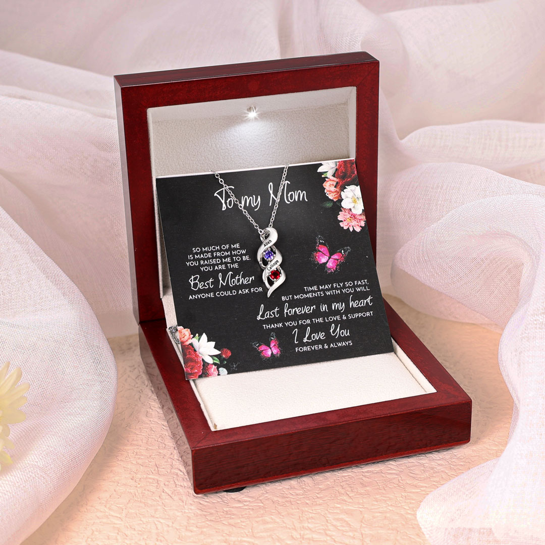 3 Names-Customized Necklace Cascading Pendant with 1-10 Birthstones Engraving 3 Names Gifts for Her