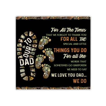 4 Names - Personalized Footprint Pattern Family Acrylic Keepsake Customized Name Acrylic Home Decor Gift for Dad