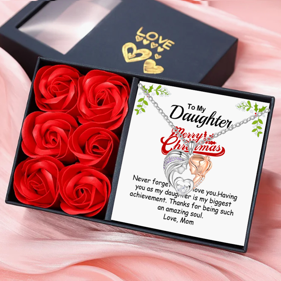 Mother and Daughter Necklace with Diamond Heart Pendant Necklace for Daughter