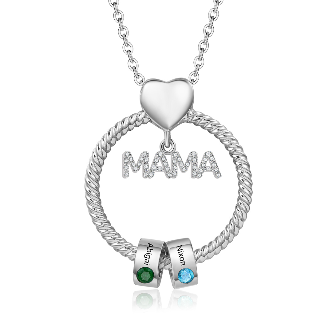 2 Names-Personalized Mom Necklace Set With  Premium Custom Necklace With 2 Birthstones Engraved Names Gift For Mom