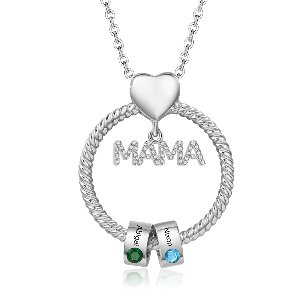 2 Names-Personalized Mom Necklace Set With  Premium Custom Necklace With 2 Birthstones Engraved Names Gift For Mom