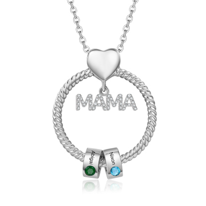 2 Names-Personalized Mom Necklace Set With  Premium Custom Necklace With 2 Birthstones Engraved Names Gift For Mom