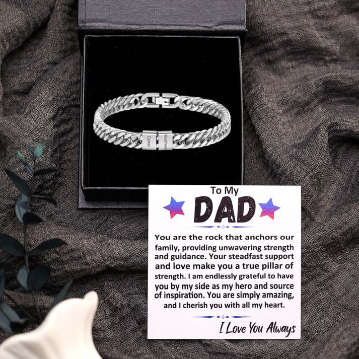 Personalized  Bracelet for Men with Custom Engraving 2-6 Names - Gift for Grandpa | Jessemade