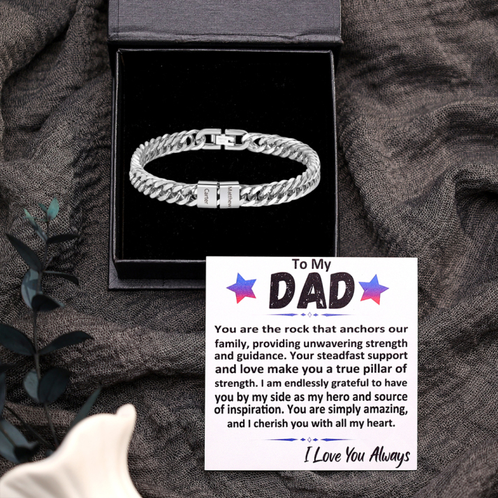 3 names - Father’s Day Custom Name Stainless Steel Bracelet – Personalized Men’s Chain