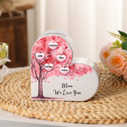 Personalized Heart Shaped Ceramic Vase With Pink Family Tree Customized With 1–12 Names Text – Mother’s Day Gift, Home Décor Gift for Mom and Grandma | Kettenmachen