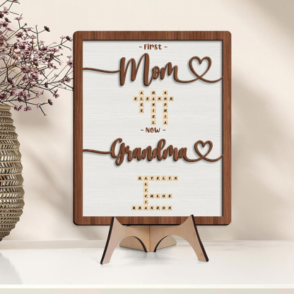 Personalized Wooden Plaque Crossword Art Sign First Mom Now Grandma Gift