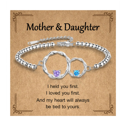 Mother Daughter Linked Circle Bracelet Personalized 2 Birthstone Gift for Birthday, Christmas, Anniversary Expressing Eternal Bond for Mom and Daughter | Jessemade