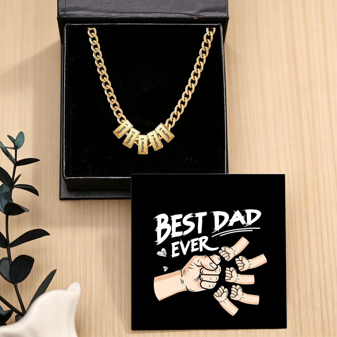Personalized Mens Cuban Link Chain Necklace with 1–6 Names