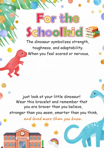 2 Pcs Dinosaur Bracelet Set with Cartoon Gift Card Adjustable Bracelet Back to School Gift for Schoolkids
