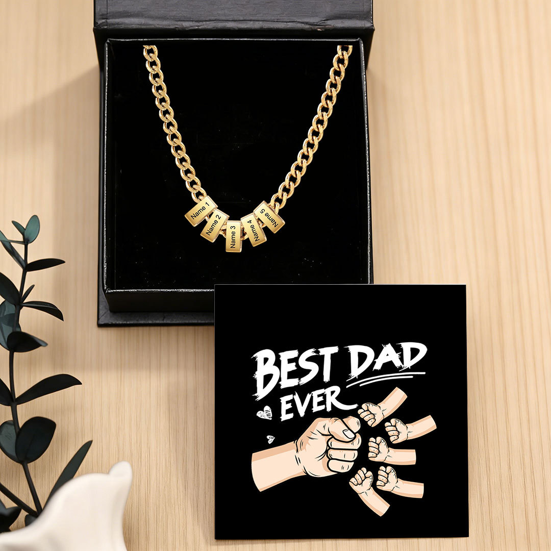 Personalized Mens Cuban Link Chain Necklace with 1–6 Names