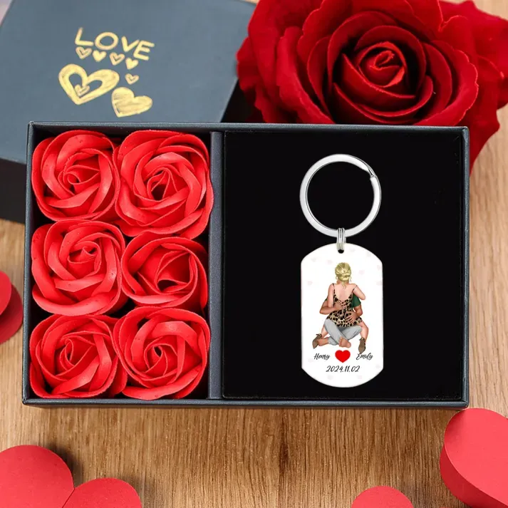 Personalized Keyring Custom 2 Names & Date with "You Have My Heart And My Ass" - Valentine Gift for Couple | Jessemade