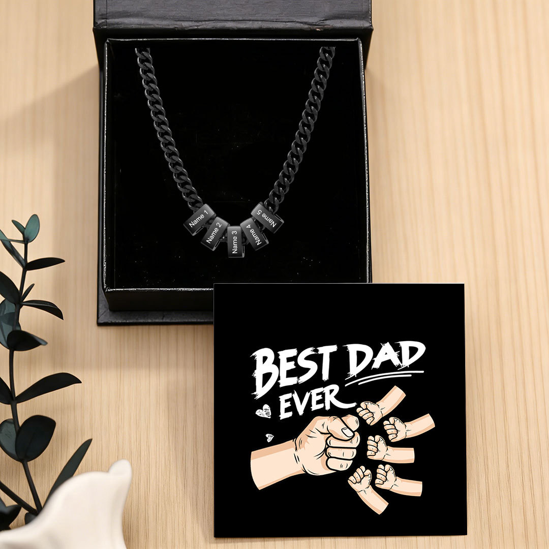 Personalized Mens Cuban Link Chain Necklace with 1–6 Names