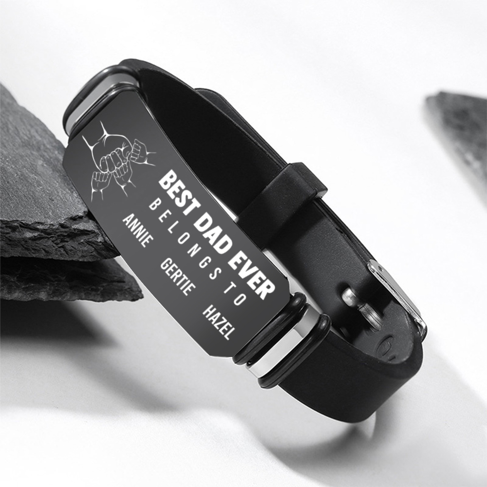 Custom Father’s Day Bracelet with Fist Bump - Men's Bracelet Father's Day