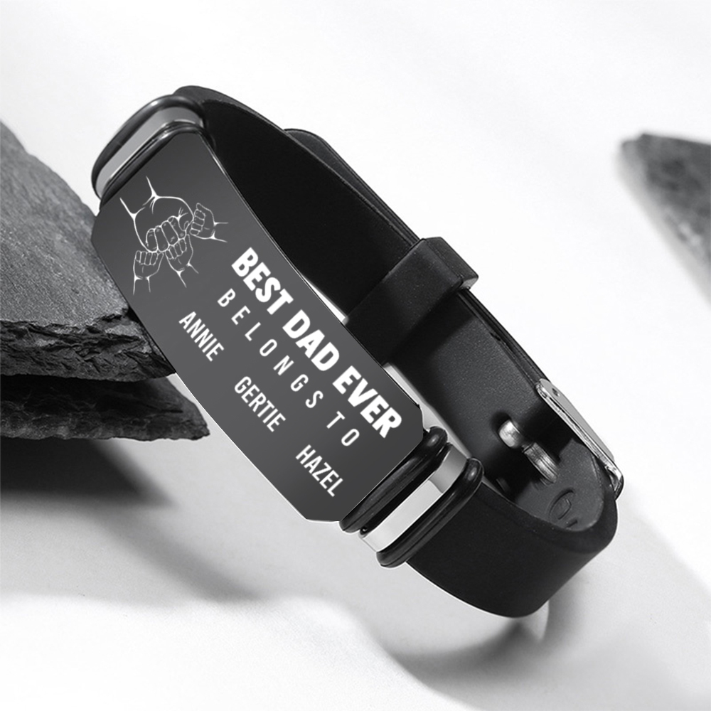 Custom Father’s Day Bracelet with Fist Bump - Men's Bracelet Father's Day