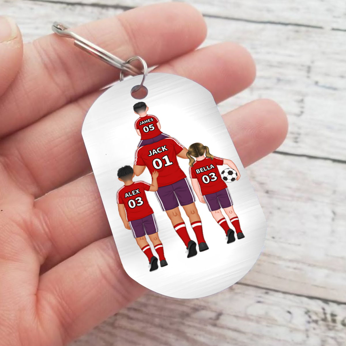 Names-Personalized Dad's Football Team Keychain Custom Names Gift For Dad