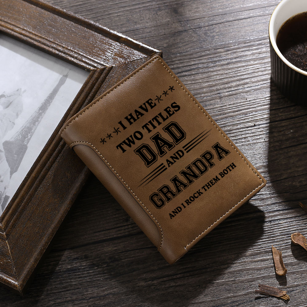 Gift for Grandpa – Personalized Name Wallet with Fist Element, Custom Engraving