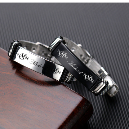 Personalized Men's Name Bracelet Custom Name Letter Watchband Initial ID Bar Bangle Gifts For him