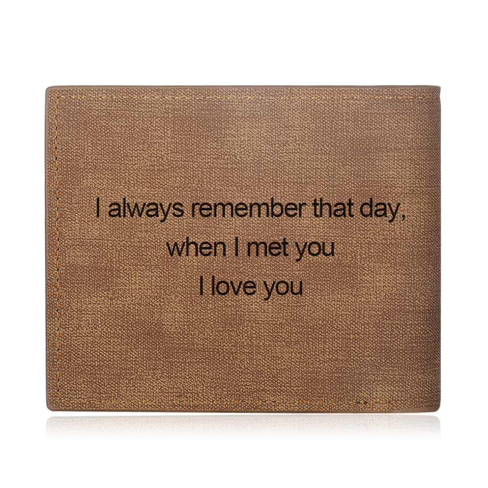 Personalized Leather Wallet Engraved Photo Short Purse Gifts For Men