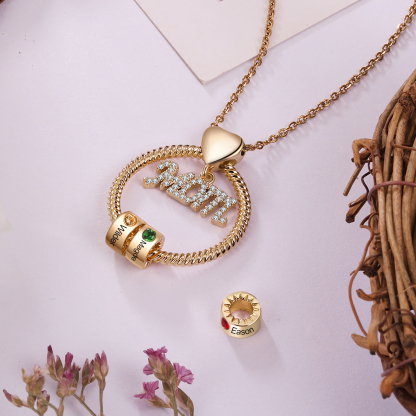1 Name-Personalized Mom Necklace Set With  Premium Custom Necklace With 1 Birthstones Engraved Names Gift For Mother