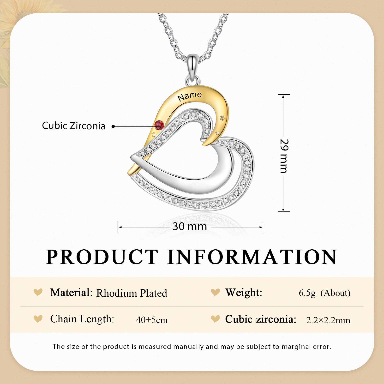 1 Name - Personalized Love Necklace with Customized Name and Birthstone, A Special Gift for Her