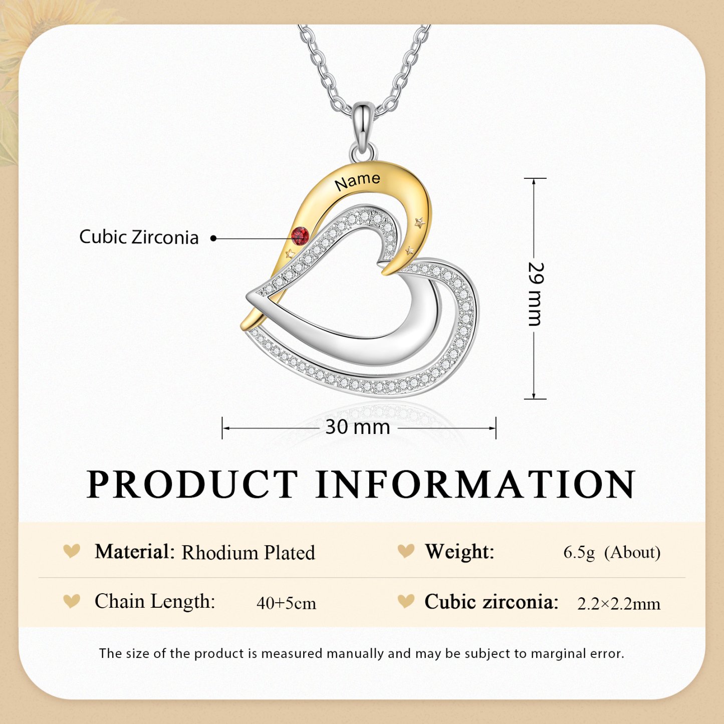 1 Name - Personalized Love Necklace with Customized Name and Birthstone, A Special Gift for Her