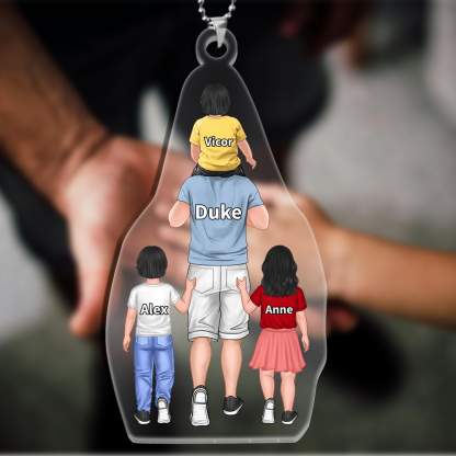 For Dad/Mom - Acrylic Keychain 2-9 Personalized Name Family Decor
