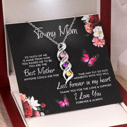 3 Names-Customized Necklace Cascading Pendant with 3 Birthstones Engraving 3 Names Gifts for Her
