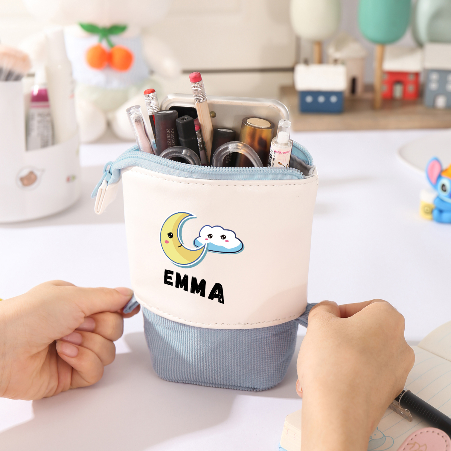 Personalized Moon Pencil Case Custom Name Pencil Case Back to School Gift for Boys/Girls