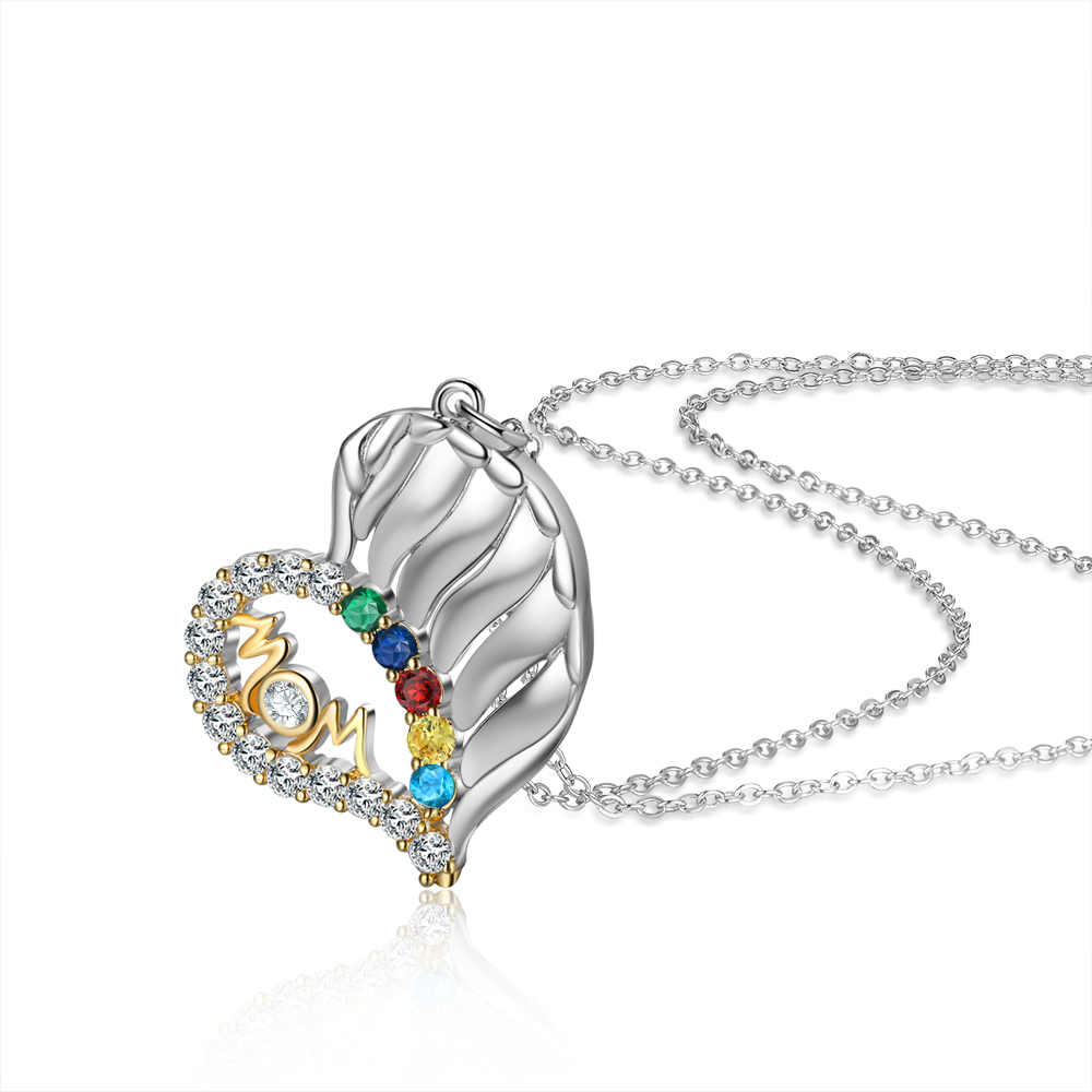 5 Names-Personalized Hearts Necklace Custom Birthstone Necklace Wonderful Gifts for Mom