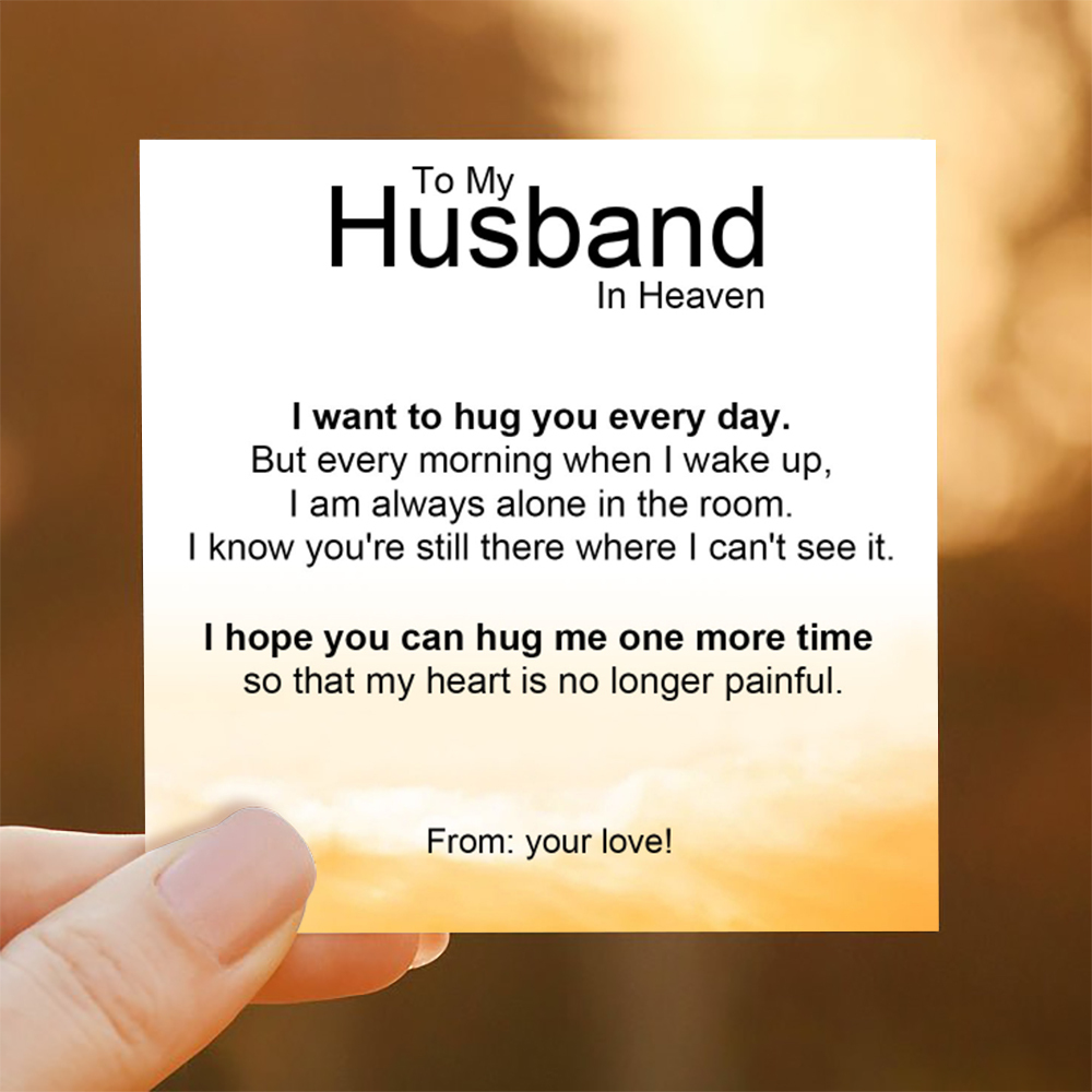 For Husband - Couple Hug Necklace Memorial Gifts " I want to hug you every day"