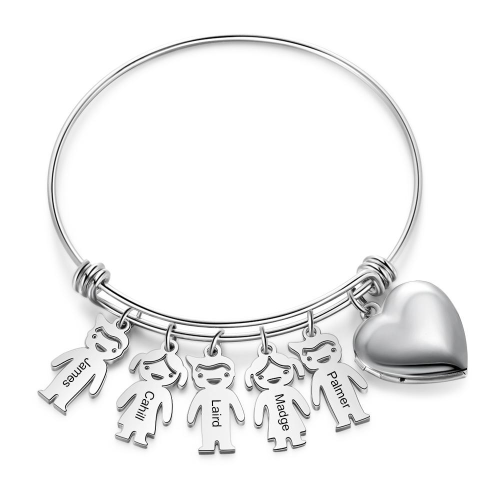 Personalized Heart Photo Locket Bracelet Custom Photo Bracelet Gifts For Mother