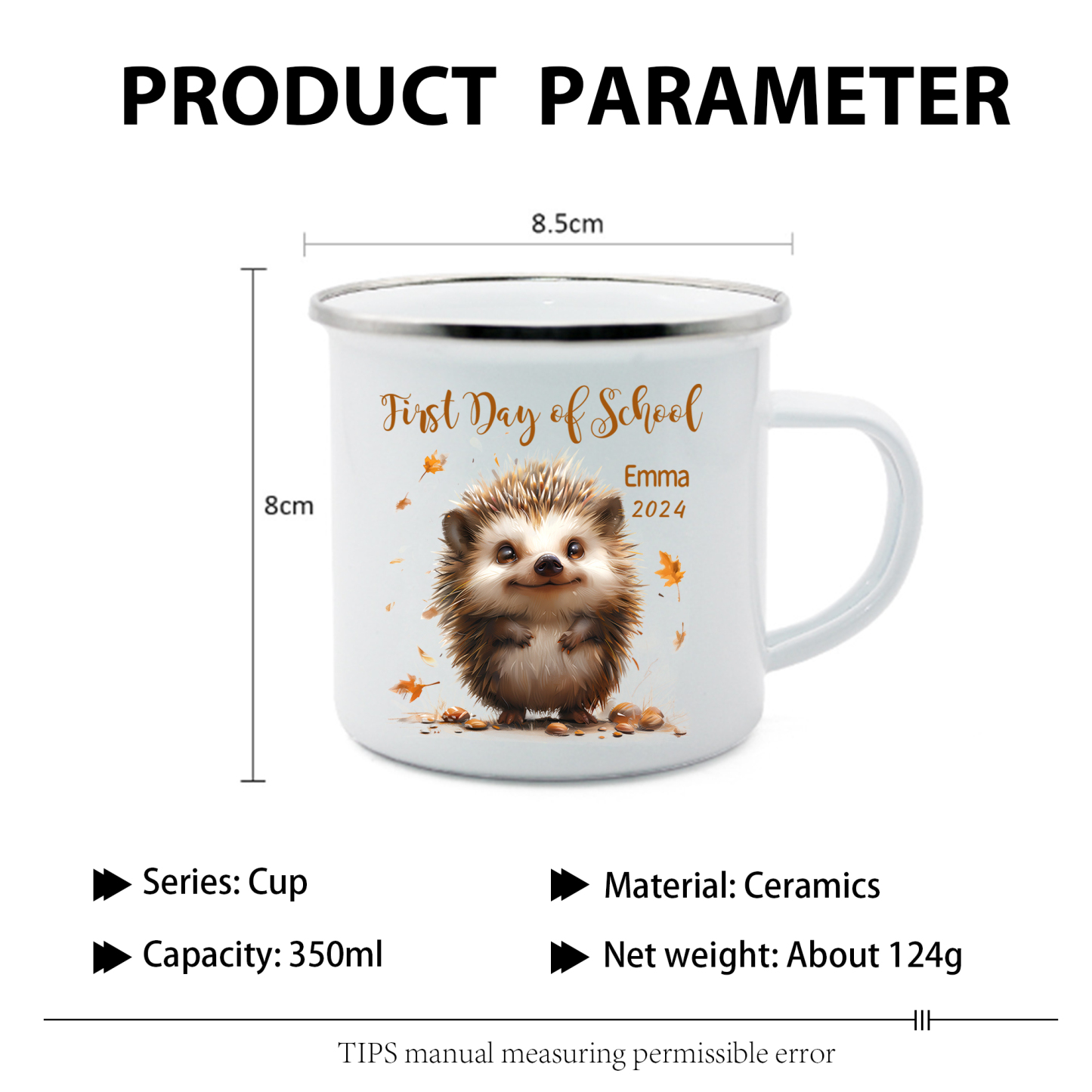 Personalized Name And Date Mug Cute Hedgehog Mug Back To School Gift For Kids