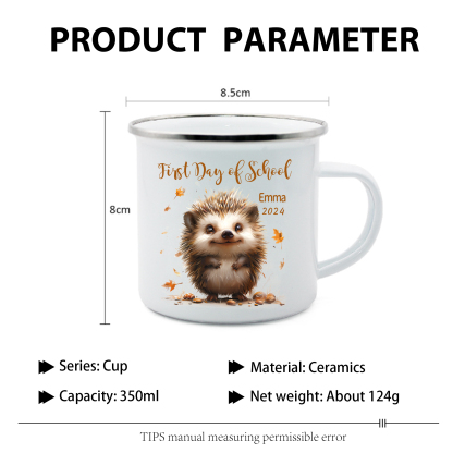 Personalized Name And Date Mug Cute Hedgehog Mug Back To School Gift For Kids