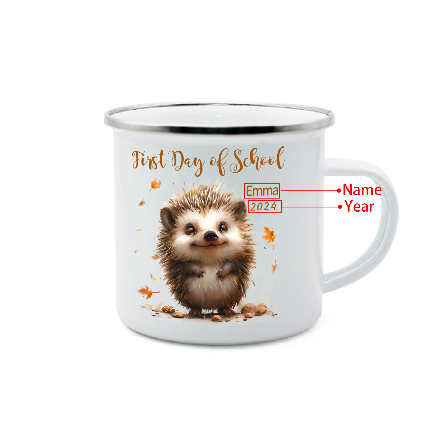 Personalized Name And Date Mug Cute Hedgehog Mug Back To School Gift For Kids