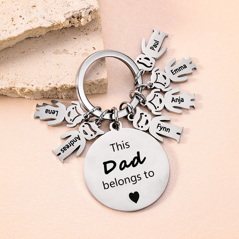 6 Names-This Mom Belongs to...Custom Keychain with Name & Text
