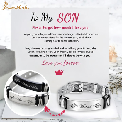 Personalized Men's Name Bracelet Custom Name Letter Watchband Initial ID Bar Bangle Gifts For him