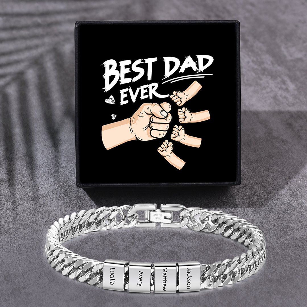 3 names - Father’s Day Custom Name Stainless Steel Bracelet – Personalized Men’s Chain