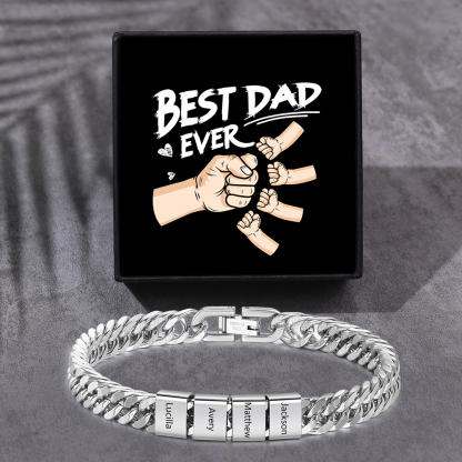 3 names - Father’s Day Custom Name Stainless Steel Bracelet – Personalized Men’s Chain