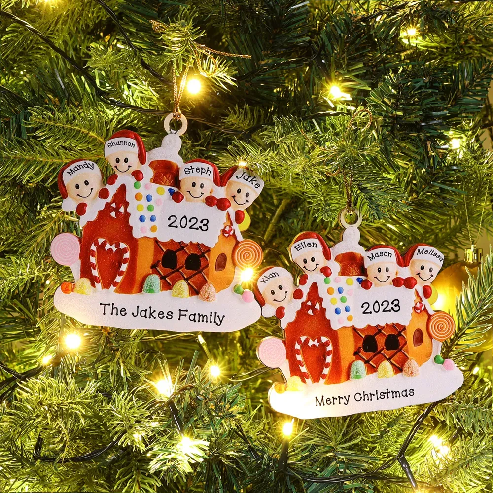 Cookie House Christmas Ornament Custom 3 Names Hanging Ornament Gifts For Family